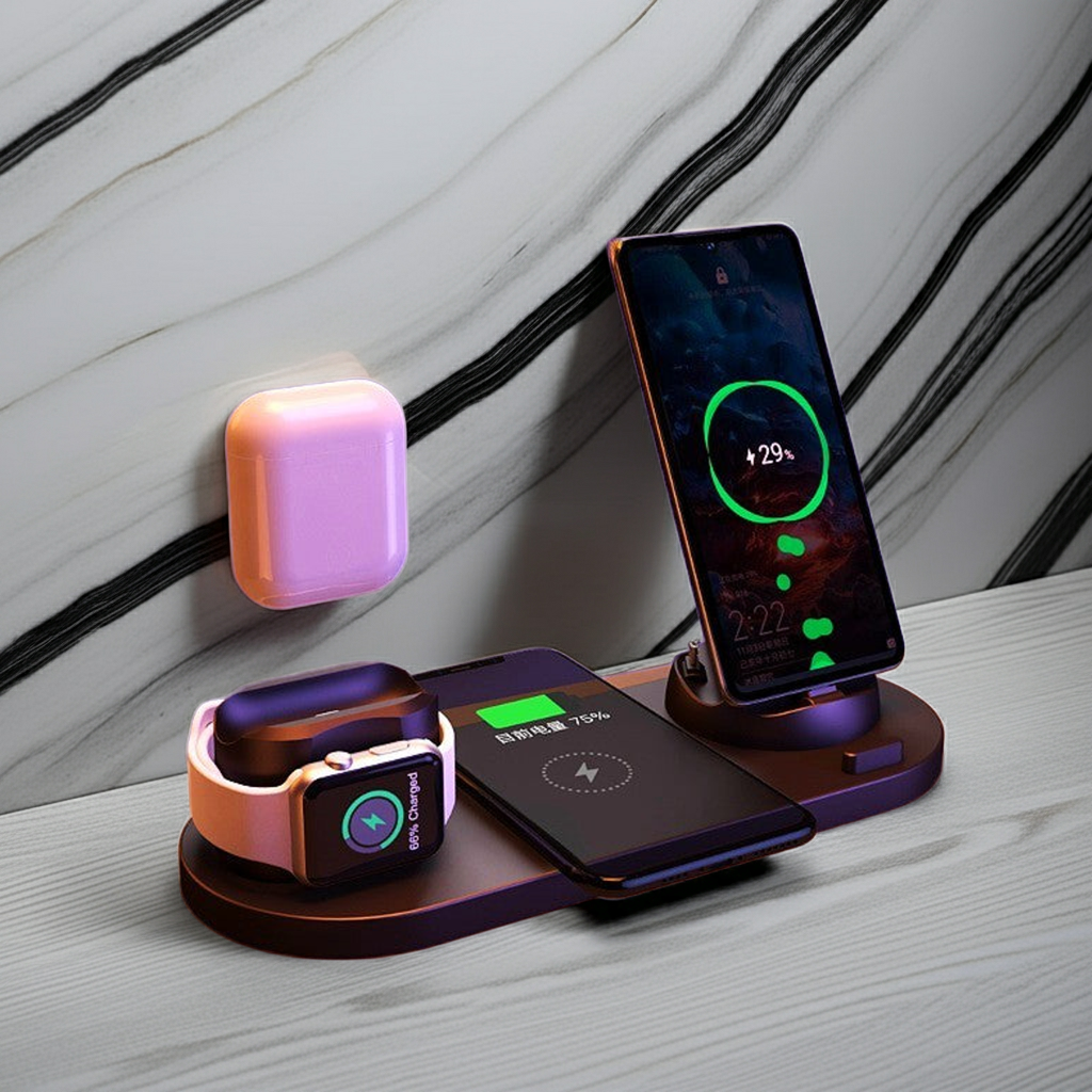 Wireless Charger For IPhone Fast Charger For Phone Fast Charging Pad For Phone Watch 6 In 1 Charging Dock Station